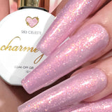 Charme Gel / Shimmer S83 Celeste Pink Iridescent Shimmer Flake Galaxy Polish