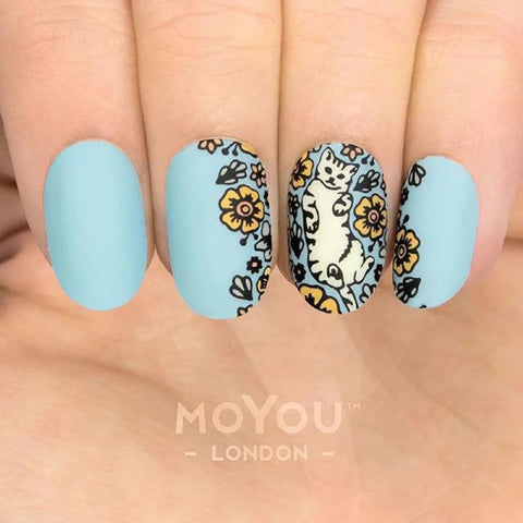 Daily Charme Nail Art Stamping Plate Moyou London Crazy Cat Lady 03 - Feline Dandy