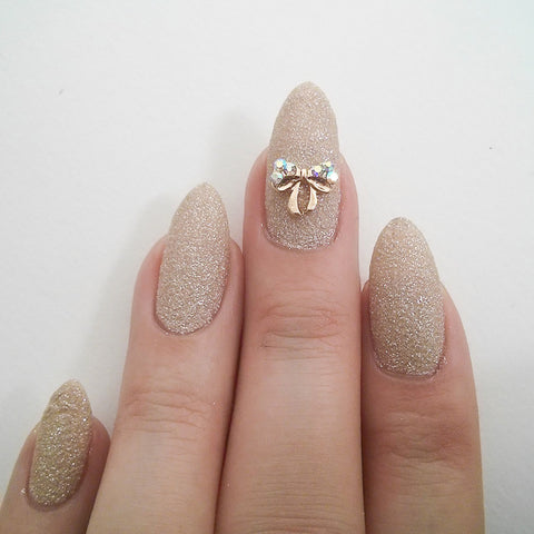 Nail Art Decoration - Ribbon Bow / AB Crystal