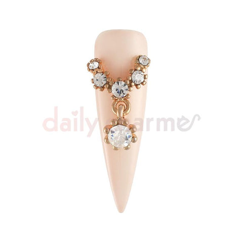 Rose Gold Nail Charm Diamond Necklace 