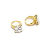 Square Diamond Ring Nail Charm Jewelry Gold 3D Bling