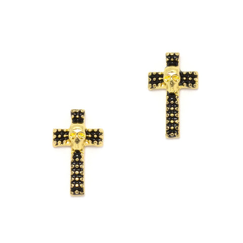 Studded Skull Cross Nail Art 3D Charm Jewelry Gold