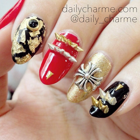 Daily Charme Nail Art Charms Lovely Cherry / Zircon Charm / Gold