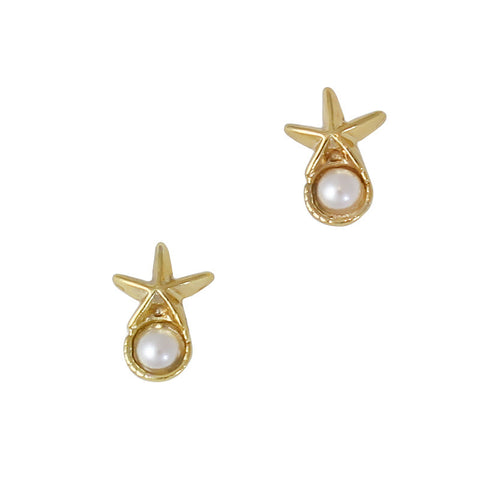 3D Nail Charm Jewelry Starfish Pearl Gold Ocean Mermaid