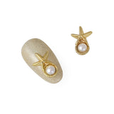 3D Nail Charm Jewelry Starfish Pearl Gold Ocean Mermaid