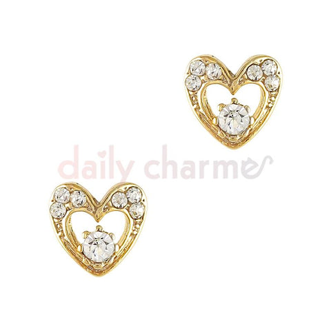 3D Nail Charm Jewelry Vintage Crystal Heart / Gold