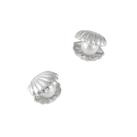 Nail Art Charm Jewelry 3D Shell with Pearl Silver