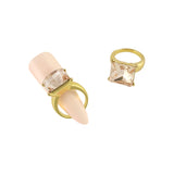 Square Diamond Ring Nail Charm Jewelry Gold 3D Bling Champgne