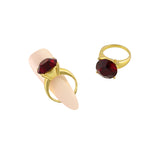 Diamond Ring Nail Charm Jewelry Gold 3D Bling Ruby Garnet