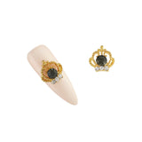 3D Nail Art Jewelry Charm - Odette's Crown Gold Black Onyx Diamond