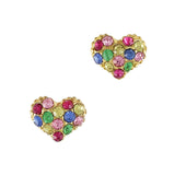 Colorful Crystal Studded Heart Japanese Nail Charm Style