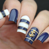 Marine Nail Art Royal Anchor Gold Blue DIY