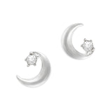 Silver Starry Crescent Moon Diamond Charm Nail Jewelry