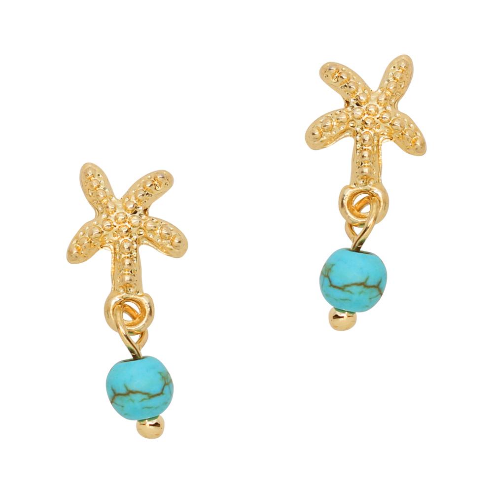 Starfish Turquoise Bead Dangle Gold Nail Charm