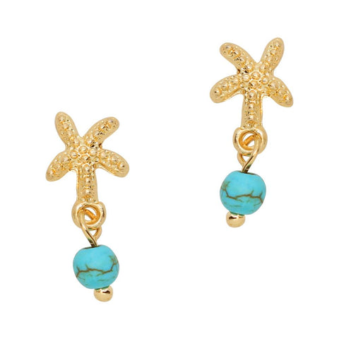 Starfish Turquoise Bead Dangle Gold Nail Charm