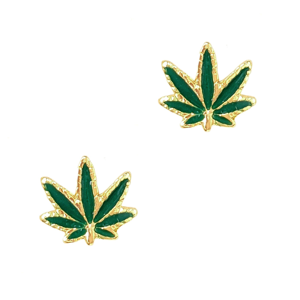 Gold Hemp Weed Leaf Nail Charms Jewelry for Nail Art