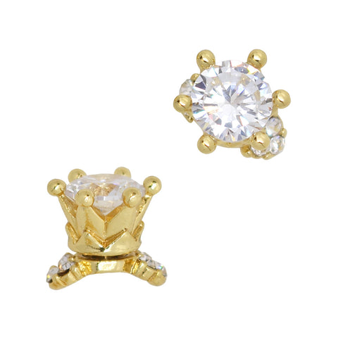 3D Nail Art Charm Jewelry Crystal Crown / Fidget Charm / Gold / Clear