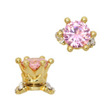 3D Nail Art Charm Jewelry Crystal Crown / Fidget Charm / Gold / Pink