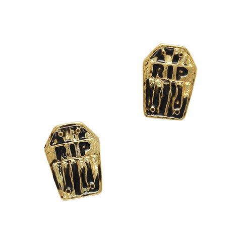 Creative Halloween Nails Gold Tombstone RIP Charms