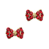 Princess Bow / Swarovski Charm / Gold / Light Siam Red Nail Jewelry Christmas Valentine's Day