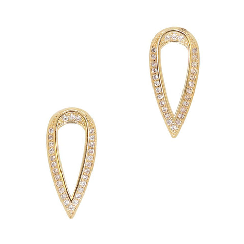Daily Charme Adorned Teardrop Zircon Gold Clear Charms Shape charm elegant gorgeous perfect stiletto almond Beautiful clear zircon crystals embed teardrop shaped intricate simple