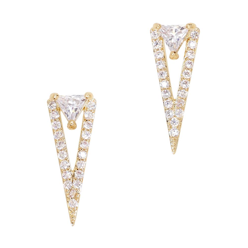 Daily Charme Opulent Triangle Zircon Gold Clear Charms Vintage Shape simple geometric design embellished embellish brilliant clear zircon crystals stiletto oval coffins coffin perfect Gatsby Era Reusable curvednatural shape nails