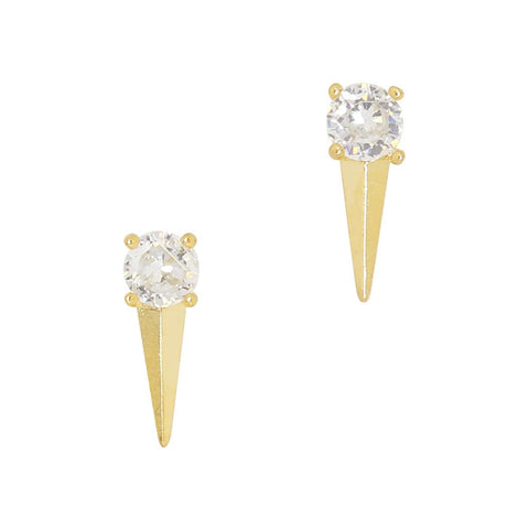 Daily Charme Diamond Spike Zircon Gold Clear Charms Shape chic edgy long triangle stud adorn adorned beautiful crystal clear gold manicure nail shapes Reusable curved fit natural shape nails