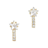Daily Charme Star Drop Bar Zircon Gold Clear Charms Kawaii Nature Shape charm delightful adorable brilliance brilliant fully adorned clear crystals crystal perfect star