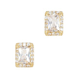 Daily Charme Gilded Rectangle Zircon Gold Clear Charms Vintage gleaming lavish one large radiant rectangular zircon enveloped complementary crystals timeless design perfect all nail shapes reusable curved fit natural shape nails