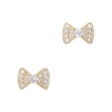 Daily Charme Deluxe Bow Zircon Gold Clear Charms Bow Reusable curved natural shape nails classy exquisite classic bow shape embedded sparkling zircon crystals dainty perfect occasion complement