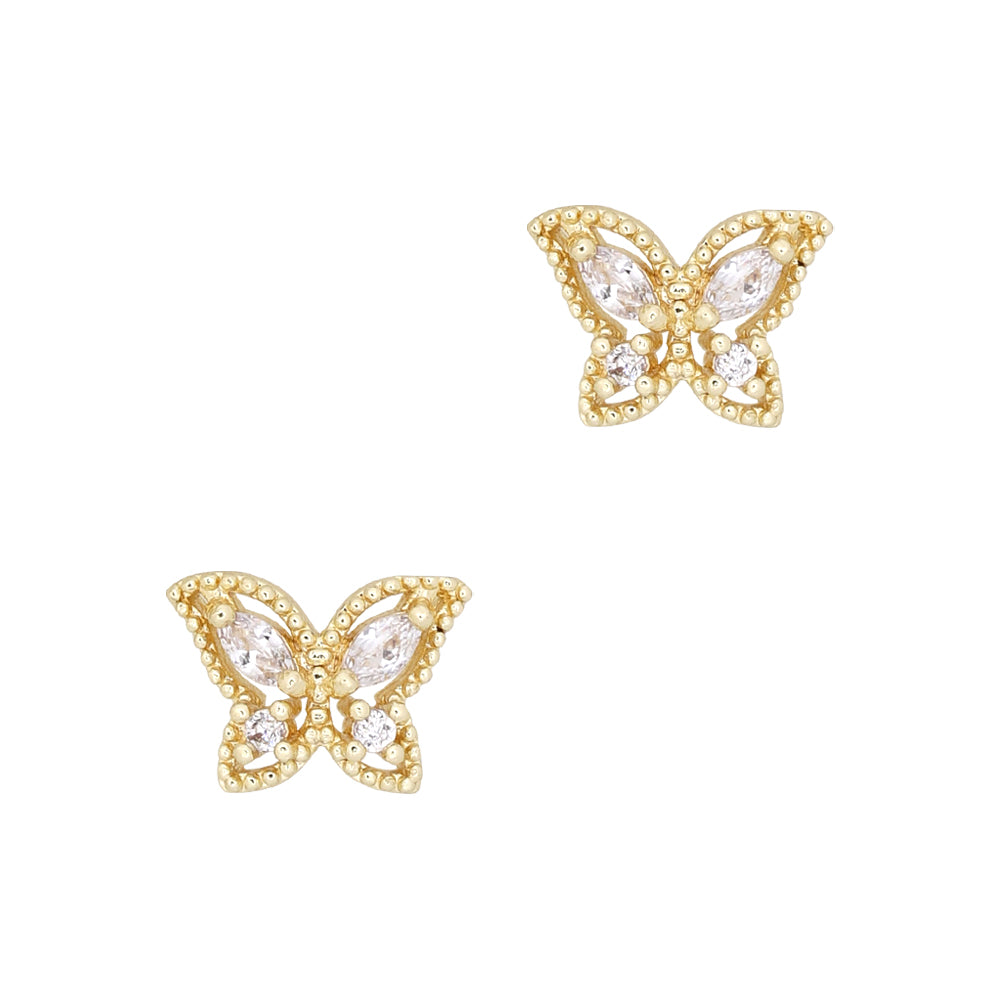 Airy Butterfly / Zircon Charm / Gold Spring Nail Art