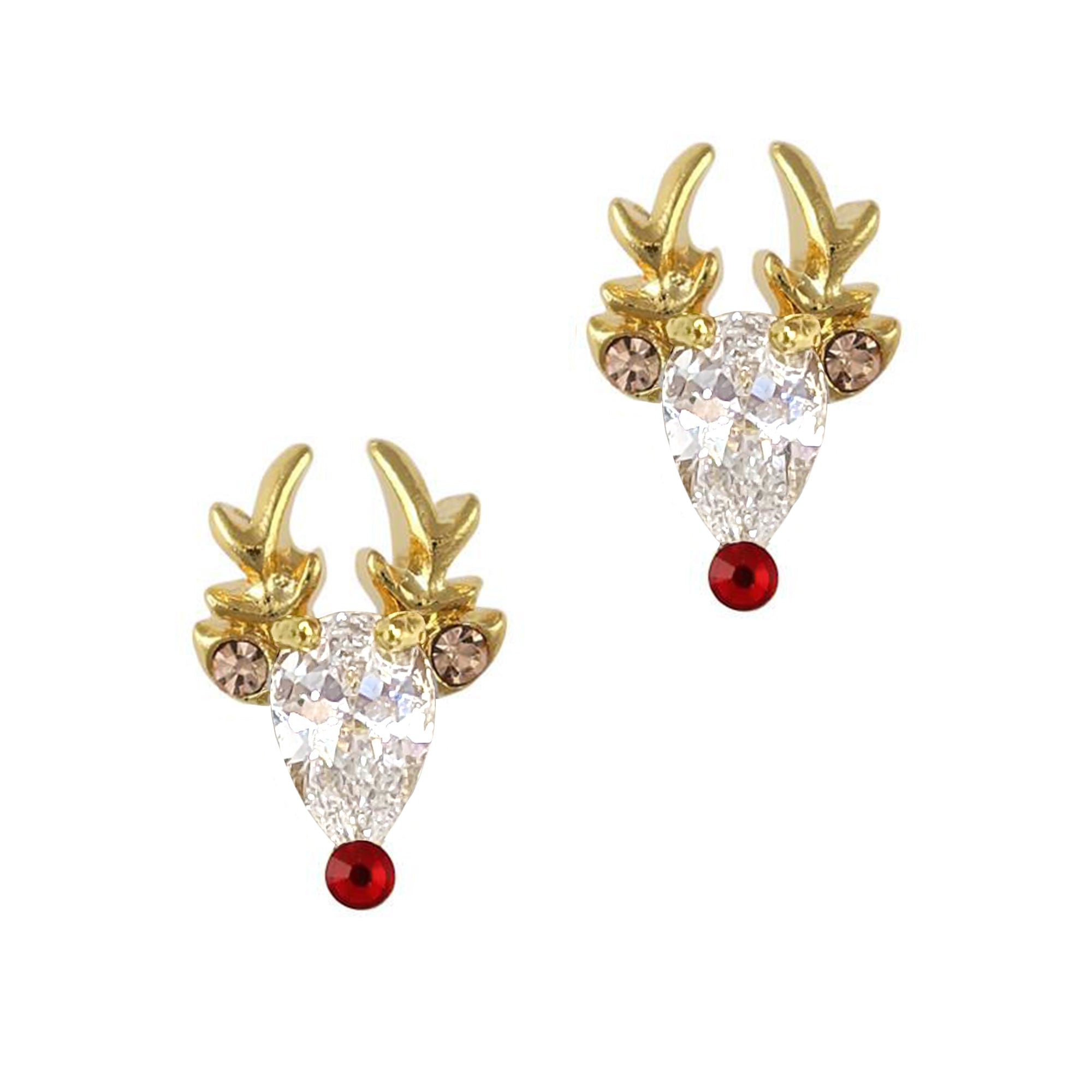 Rudolph The Reindeer / Zircon Charm 3D Nail Art Christmas Holiday
