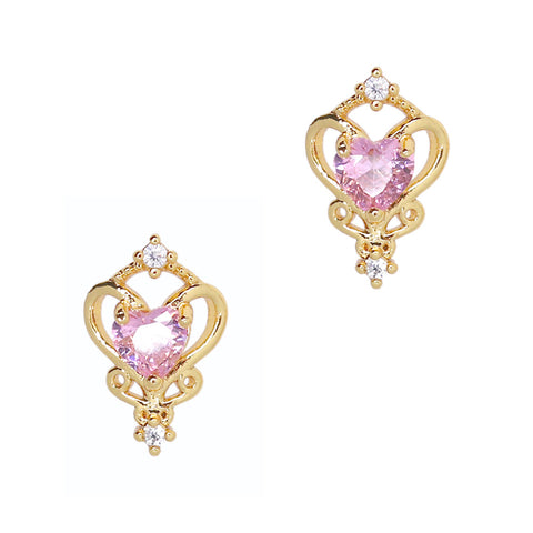 Pure Heart / Zircon Charm / Pink Valentine Nail Jewelry