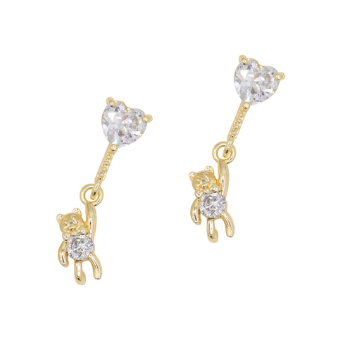 Heart Balloon Bear / Zircon Charm / Gold Teddy Nail Art Jewelry Gold Crystal