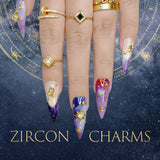 Capricorn / Zodiac Sign Zircon Charm / Gold Cosmic Galaxy Nail Design Trend Gem