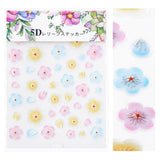 Embossed 3D Nail Art Sticker / Cherry Blossom Colorful Flowers Petals