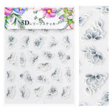 Embossed 3D Nail Art Sticker / Gray Gardenia