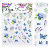 Embossed 3D Nail Art Sticker / Butterfly & Lavender