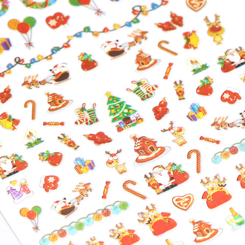 Cute Christmas Nail Art Sticker / Party Reindeer Wreath Balloons 
