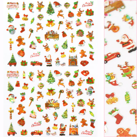 Cute Christmas Nail Art Sticker / Merry Santa Tree Truck Gingerbread Man