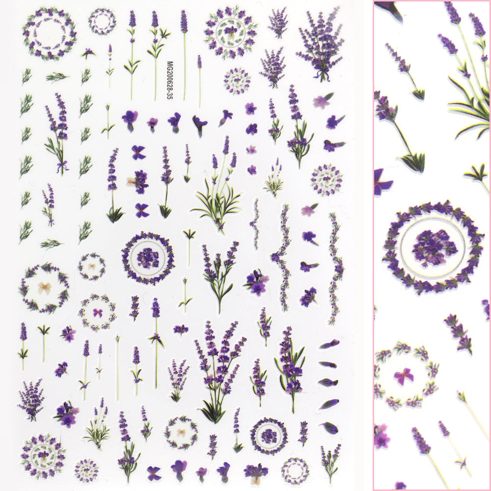 Daily Charme Floral Nail Art Sticker / Provence Lavender Purple Flower