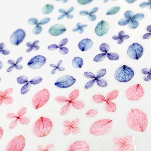 Floral Nail Art Sticker / Colorful Hydrangea Green Blue Purple Pink
