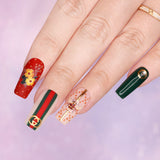 Floral Nail Art Sticker / Wildflower Embroidery Bee Flower Nail Design Gucci Designer