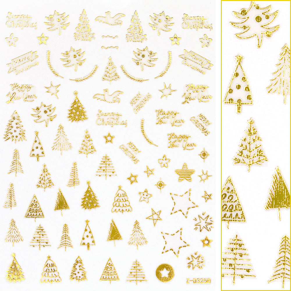 Gold Christmas Nail Art Sticker / Christmas Trees