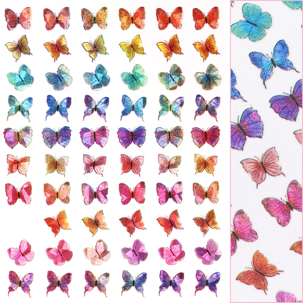 Holographic Butterfly Nail Art Sticker / Morpho Rainbow Gradient Spring