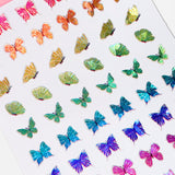 Holographic Butterfly Nail Art Sticker / Prismatic Rainbow Spring