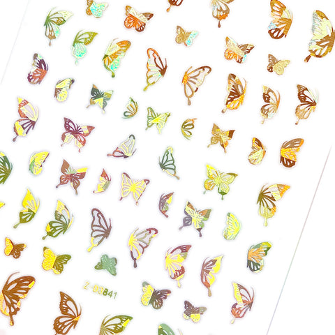 Holographic Butterfly Nail Art Sticker / Wings / Gold