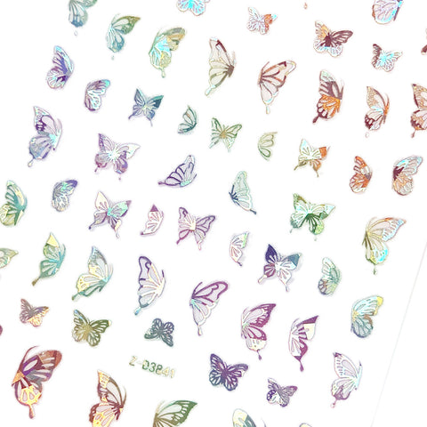 Holographic Butterfly Nail Art Sticker / Wings / Silver