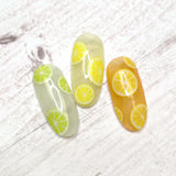 Kawaii Nail Art Sticker / Citrus & Marble Summer Lemonade Cocktail Nail Design