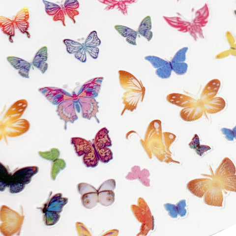 Trendy Butterfly Nail Art Sticker / Mythical Pink Rainbow Ombre